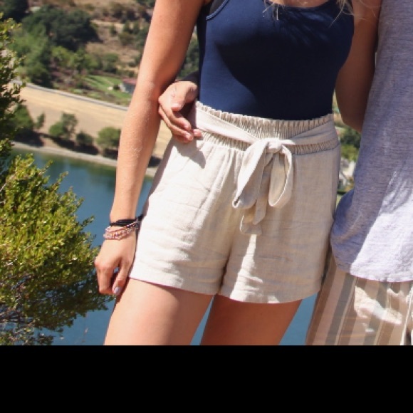 Veronica M Beige XS Short with Tie and Stretchy Band - Picture 1 of 6